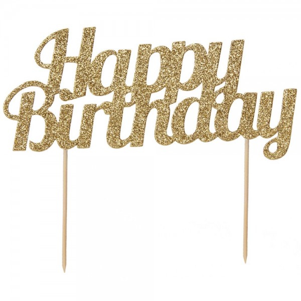 Glitzernde Golden Birthday Tortendeko