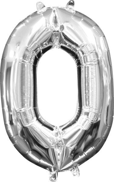 Mini Folienballon Zahl 0 silber 35cm