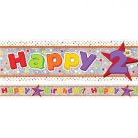 Folienbanner 2. Geburtstag holografisch 2,7m