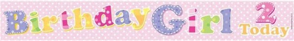 2. Geburtstag Birthday Girl Folienbanner 2,6m 2