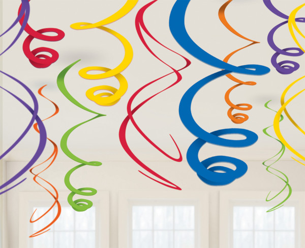 12 Bunte Dekospiralen Fiesta 55cm