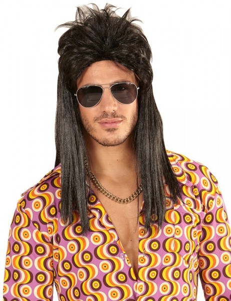 Schwarze Vokuhila Perücke