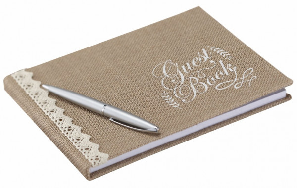 Vintage Jute Gästebuch 24cm x 17cm
