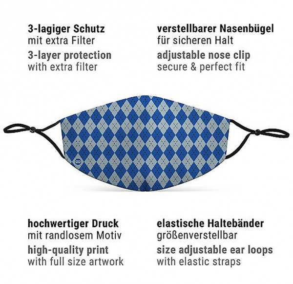 Mund Nasen Maske Zauberschule blau für Erwachsene 3