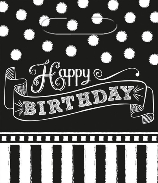 Black & White Party Geschenktüte Happy Birthday 8 Stück