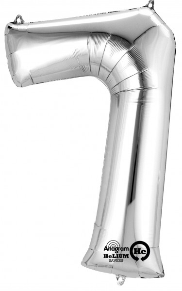 Zahlenballon 7 silber 88cm