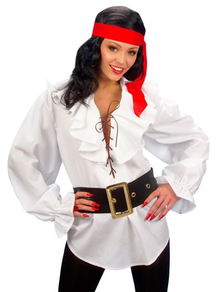 Weiße Piratenbluse für Damen