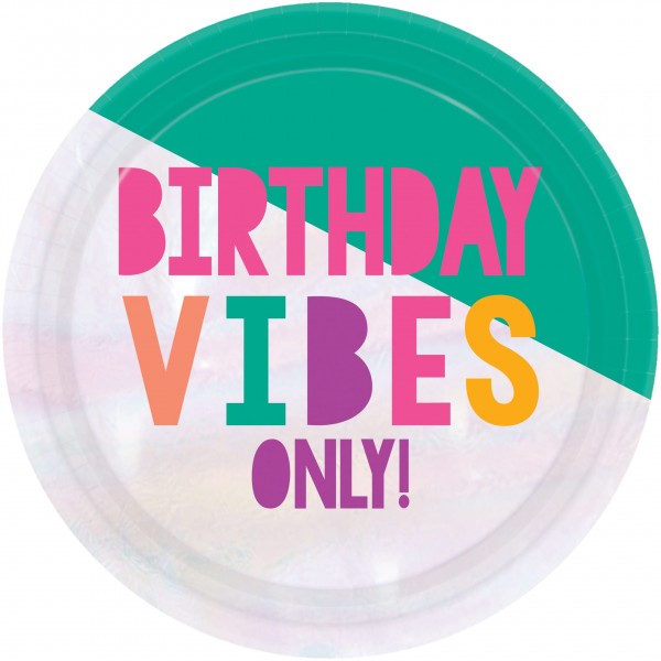 8 Birthday Vibes Pappteller 18cm