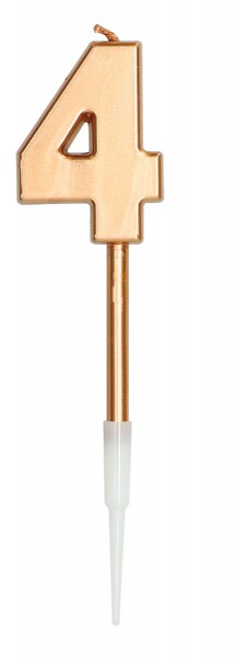 Elegant Blue Zahlenkerze 4 bronze 14cm