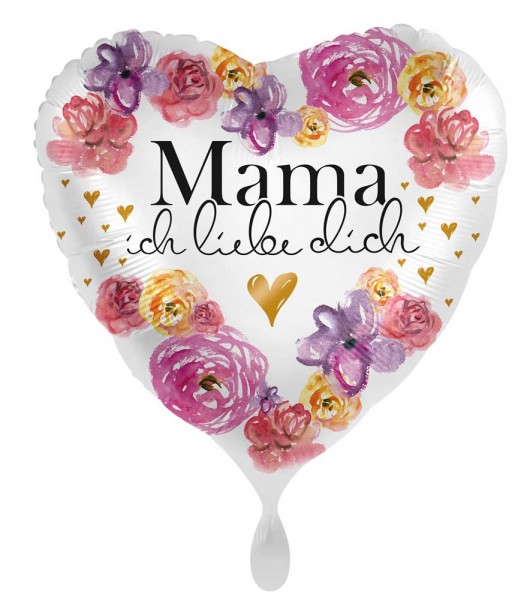 Blumiger Herz Folienballon Mama 45cm