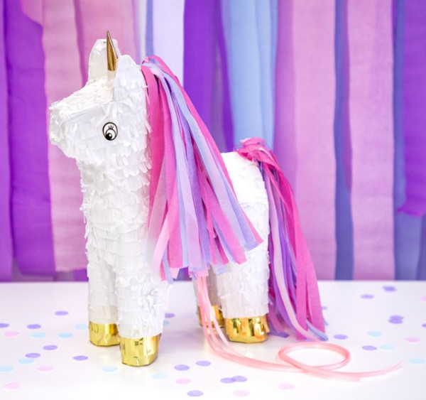 Einhorn Zuckerblüte Zieh-Piñata 24,5 x 34 x 9cm
