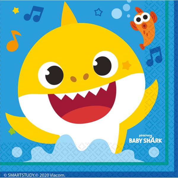 16 Baby Shark Family Servietten 33cm