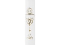 4 Kerzen Kommunion IHS weiß 29cm