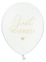 6 weiße Just Married Luftballons 30cm