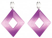 Violette Glitzer Rauten Ohrringe