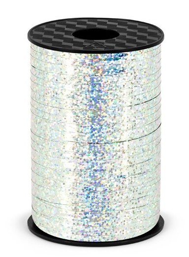 225m Holographic Geschenkband silber