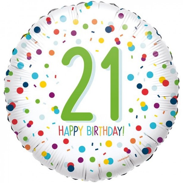 21. Geburtstag Konfetti Folienballon 46cm