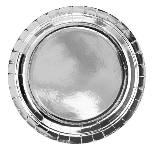6 Silber metallic Pappteller 23cm