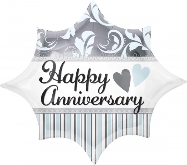 Happy Anniversary Ballon blue feather