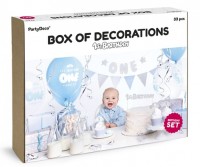 One Star Partykoffer silber-blau 33-teilig