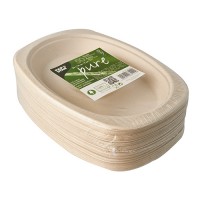 50 Ovale Zuckerrohr Teller natur 23 x 16cm