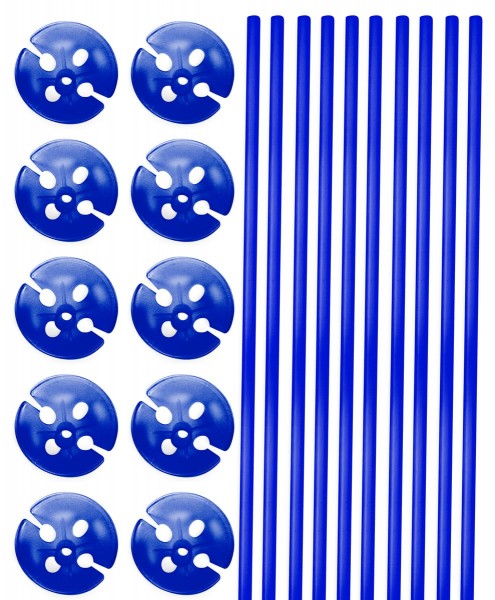 10 Ballonstäbe mit Halterung blau