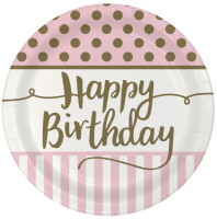 8 Lovely Birthday Pappteller 23cm