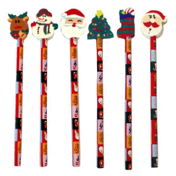 1 Bleistift mit Weihnachts-Radiergummi