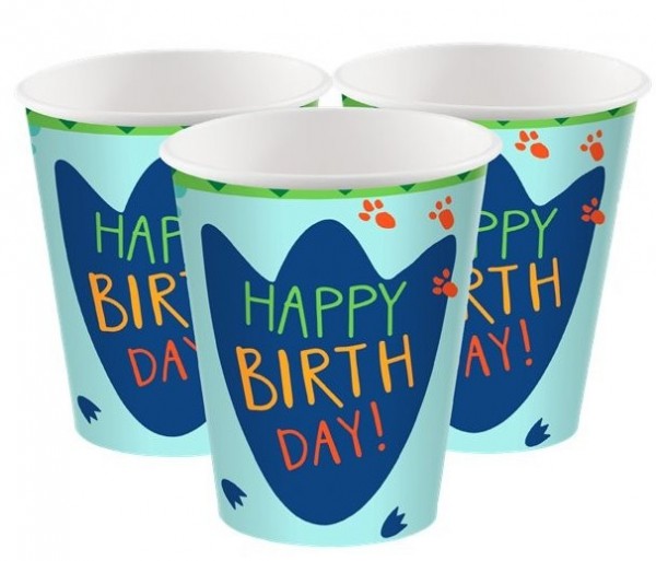 8 Dino Mania Pappbecher 250ml