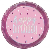Pink Birthday Glitzer Folienballon 46cm