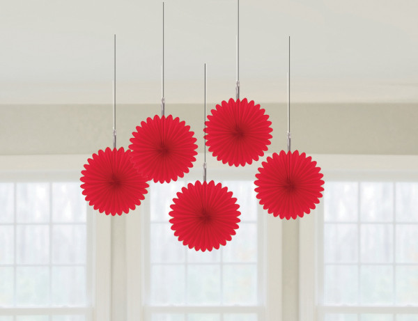 5 Rote Papierrosetten Juliane 15cm