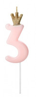 Birthday Queen Zahl 3 Tortenkerze 9,5cm