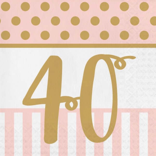 16 Lovely 40th Birthday Servietten 33cm