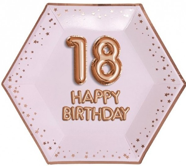 8 Glamour Pappteller zum 18. Geburtstag 27cm