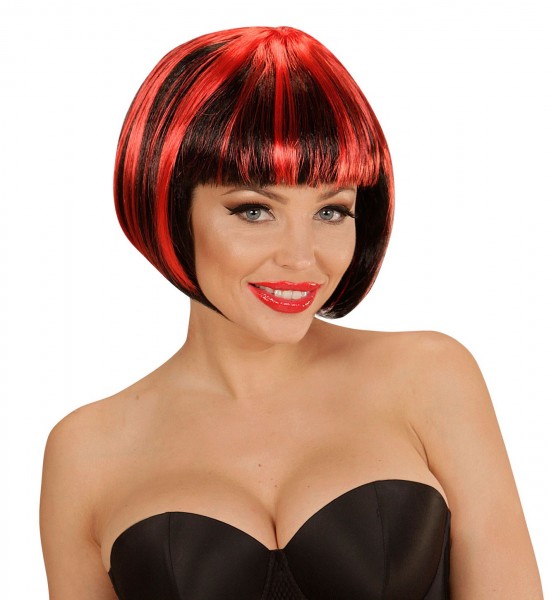 Schwarz-Rote Betty Bob Perücke
