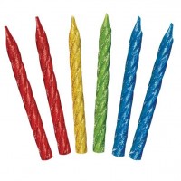 12 bunte Tortenkerzen glitzernd