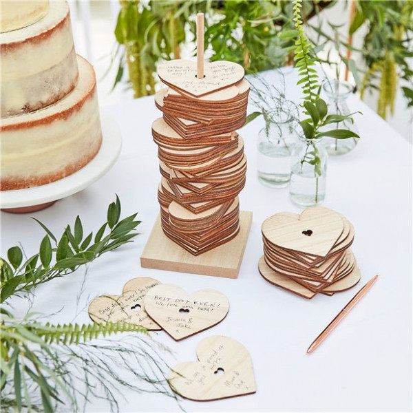 Best Day Holz Herzen Gästebuch 31cm