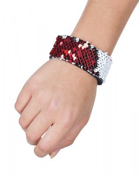 Rot-weißes Wendepailletten Armband