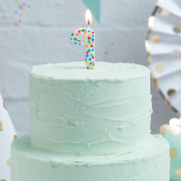 Bunte Mix & Match Zahl 9 Tortenkerze 9cm