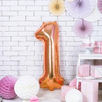 Vorschau: Metallic Zahlenballon 1 roségold 86cm