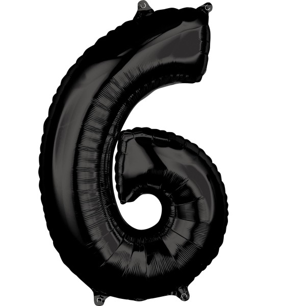 Schwarze Zahl 6 Ballon 66cm