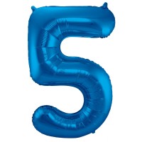 Folienballon Zahl 5 blau 86cm