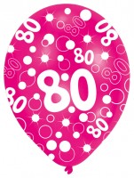 Vorschau: 6 bunte Luftballons 80.Geburtstag 27,5 cm