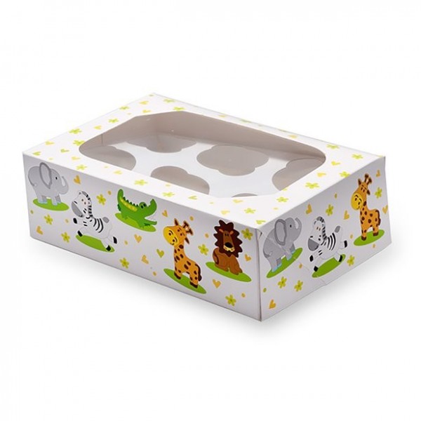 2 Dschungel Cupcake Box für 6 Cupcakes