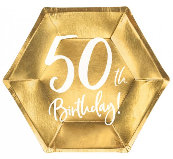 6 Glossy 50th Birthday Teller 20x17cm