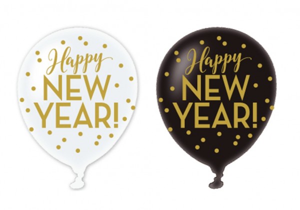 6 Happy New Year Luftballons 27,5cm