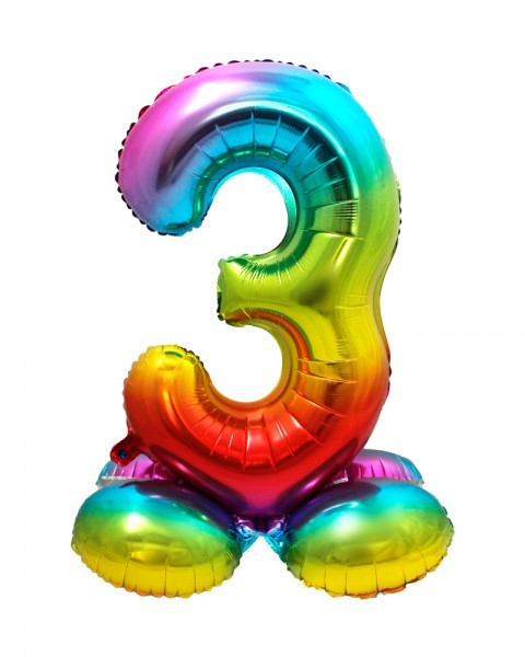 Regenbogen Zahl 3 Ballon 72cm