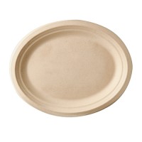 50 Ovale Zuckerrohr Teller natur 32 x 25,5cm