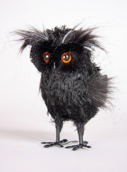 Mini Eule schwarz 17x15x10cm