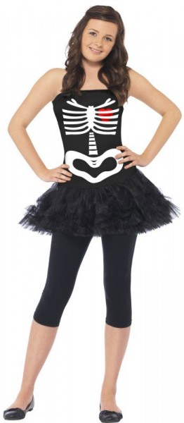 Knochenmädchen Halloween Kostüm Mit Petticoat